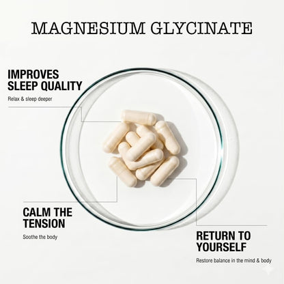 Zenium - Magnesium Glycinate for Sleep, Chelated, 600mg per Serving, 120 Capsules | High Absorption | Relieve Tension, Worry, Nervousness | Calm The Mind & Body | Ayurvedic | Natural Relief Supplement - dailyvitalstore
