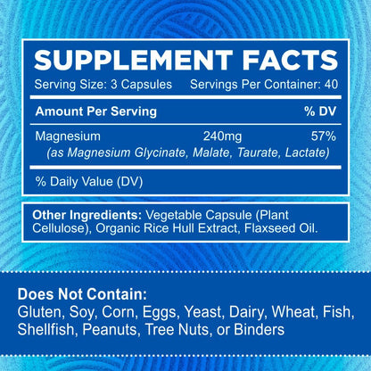 Zentastic Magnesium Complex 4-in-1 Supplement – Magnesium Glycinate, Malate, Taurate & Lactate – Chelated High Absorption for Nerves, Muscles, Bones & Immune Support – 120 Capsules - dailyvitalstore