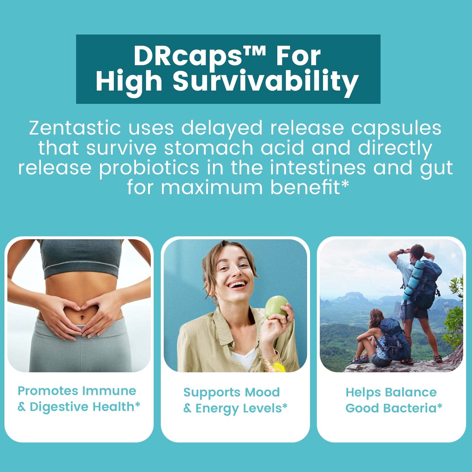 Zentastic Probiotics & Prebiotics Supplement - 50 Billion CFU - for Men & Women’s Immune & Digestive Health - 16 Strains - Shelf Stable - dailyvitalstore