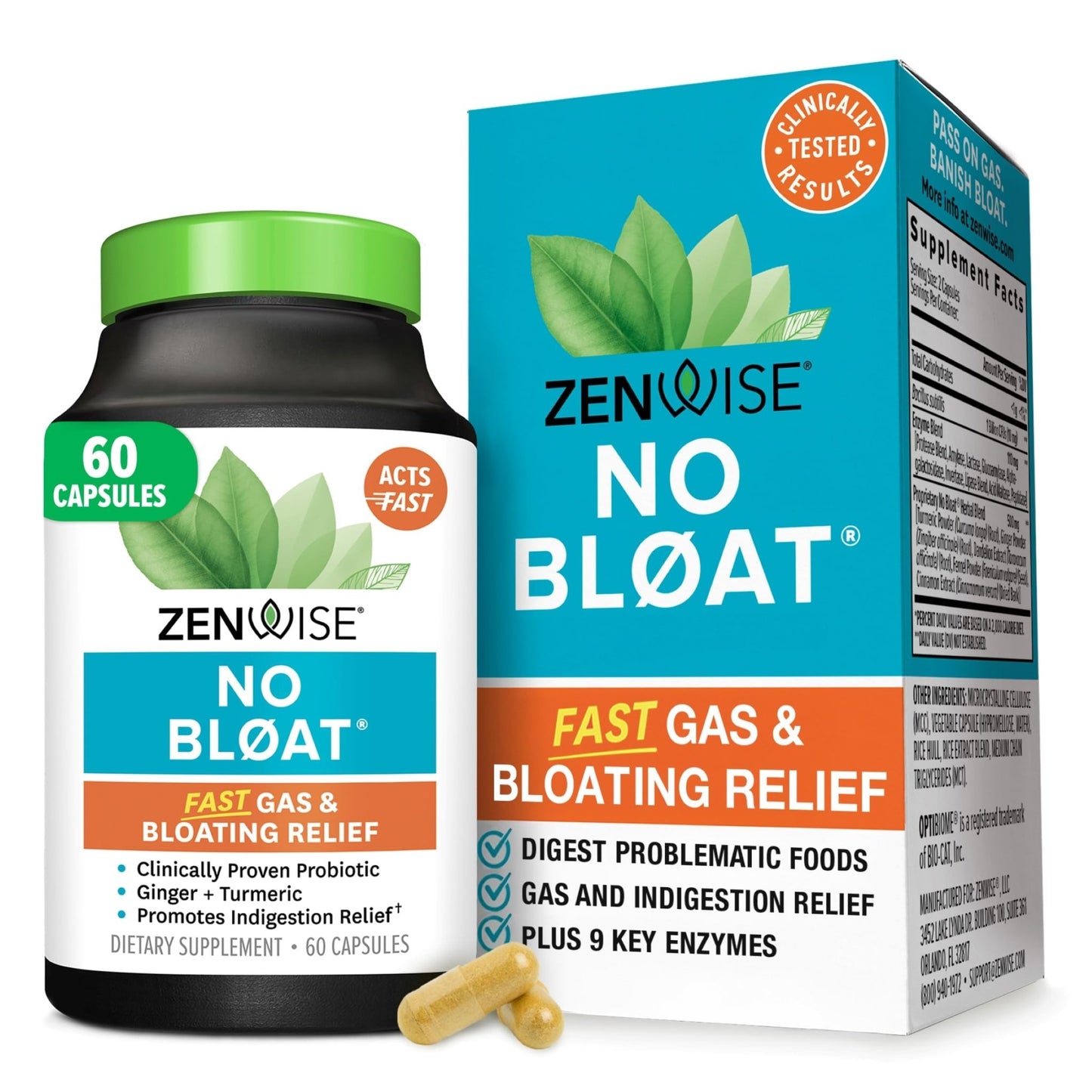 Zenwise Health No Bloat Digestive Enzymes for Gut Health, Gas & Bloating Relief - Multi Enzymes Digestion Supplement with Probiotics, Ginger - dailyvitalstore