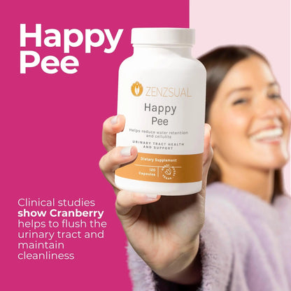 ZENZSUAL Happy Pee, 120 Capsules – Urinary Tract Support & Bladder Health Supplement with Cranberry, D-Mannose, Vitamin C and Oregano for Women and Men – Healthy Flow, Comfort & Fluid Balance - dailyvitalstore