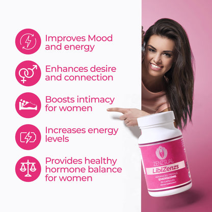 ZENZSUAL Libizenzs – Plant-Based Energy Support Supplement for Women – Caffeine-Free with Maca Root, Ashwagandha & Ginseng – Supports Daily Stamina, Focus & Well-Being – 90 Vegan Capsules - dailyvitalstore