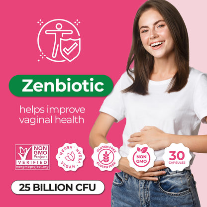 ZENZSUAL Zenbiotic Probiotics Support for Women – 25 Billion CFU, Vaginal Health & pH Balance Support, Odor & Yeast Control, Gut & Digestive Health, Urinary Comfort, Hormone Balance, 30 Vegan Capsules - dailyvitalstore
