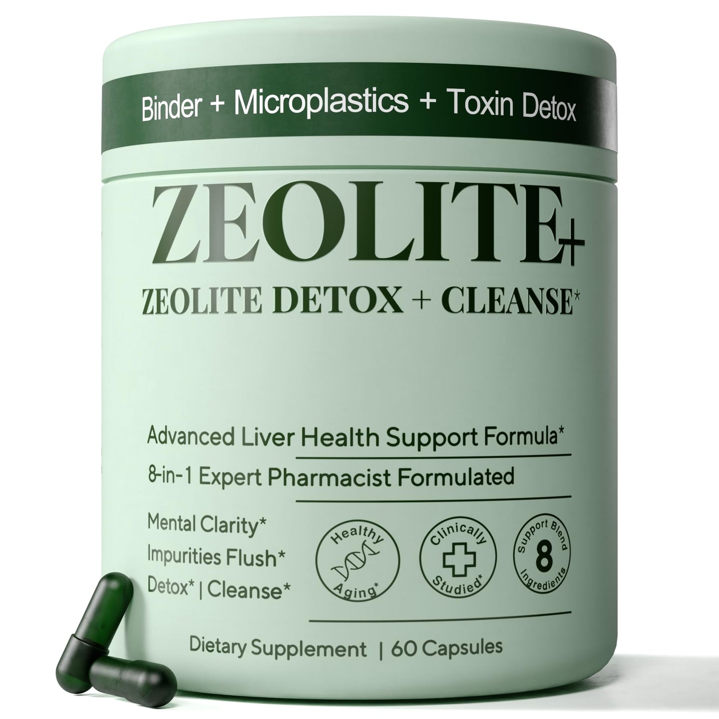 Zeolite Binder Detox – 8-in-1 Clinoptilolite Microplastics & Full Body Detox Cleanse with Activated Charcoal, NAC & Milk Thistle – Liver Cleanse & Repair - dailyvitalstore