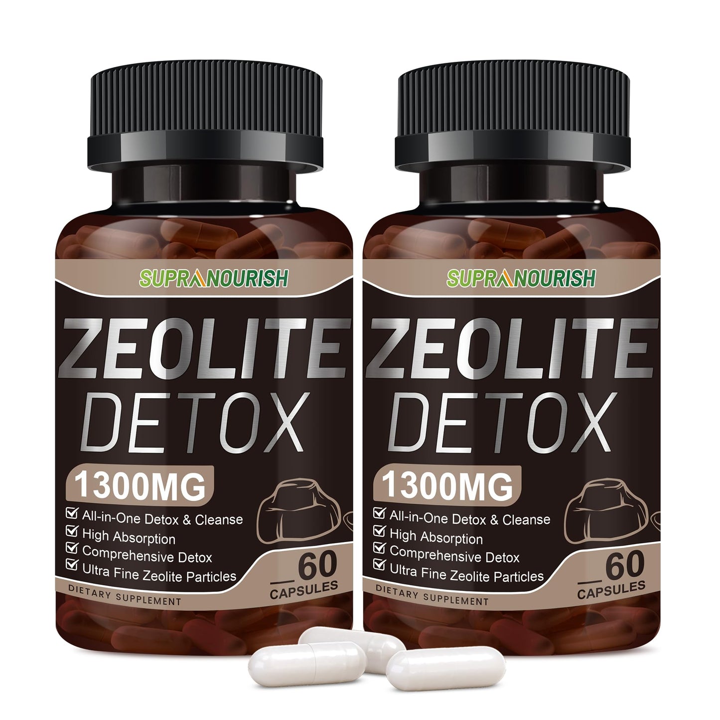 Zeolite Detox Capsules, 1-2 µm Clinoptilolite, Organic Activated Charcoal & Bentonite Clay, Multi-Active Formula for Full Body, Gut & Liver Cleanse, - dailyvitalstore