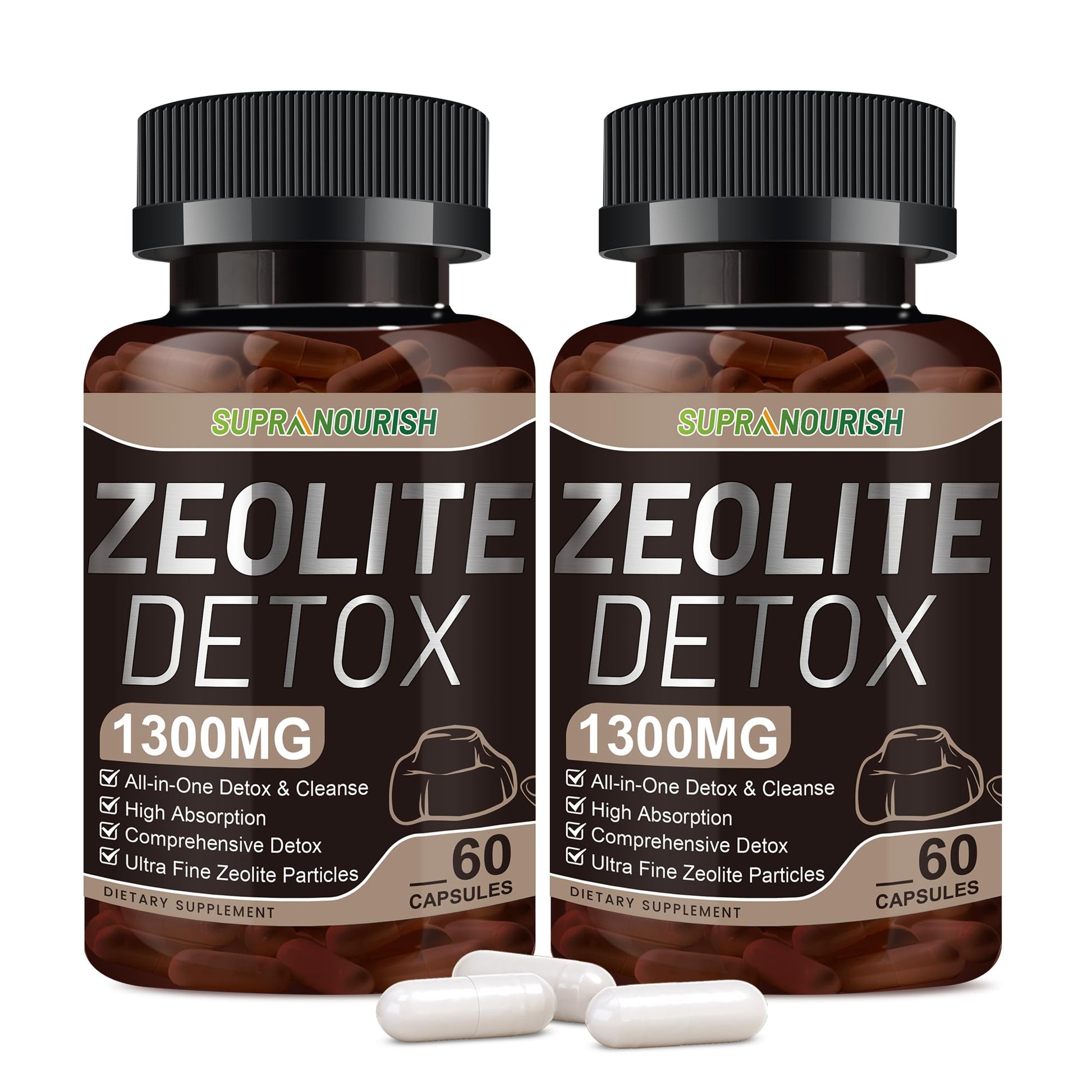 Zeolite Detox Capsules, 1-2 µm Clinoptilolite, Organic Activated Charcoal & Bentonite Clay, Multi-Active Formula for Full Body, Gut & Liver Cleanse, - dailyvitalstore