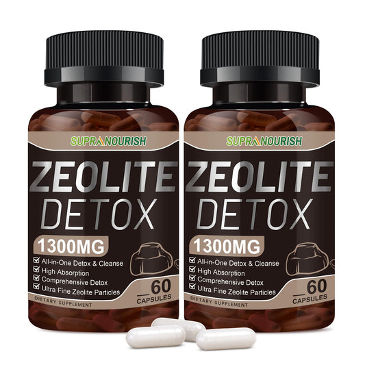 Zeolite Detox Capsules, 1-2 µm Clinoptilolite, Organic Activated Charcoal & Bentonite Clay, Multi-Active Formula for Full Body, Gut & Liver Cleanse, - dailyvitalstore
