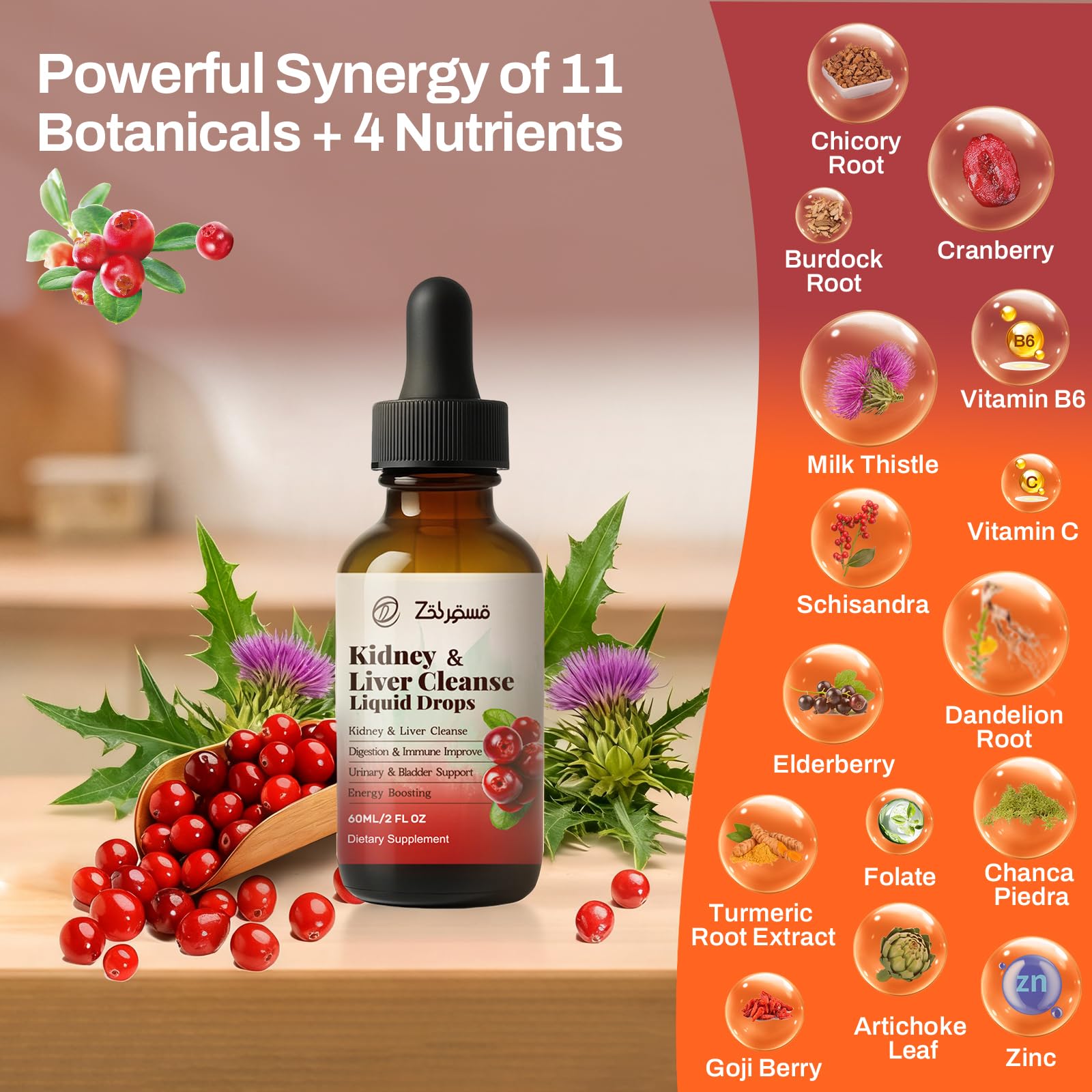Zeolite Detox Drops for Kids & Kidney Cleanse Drops for Adults - Liquid Supplement Duo with Vitamins C B12 D3, Cranberry, Chanca Piedra, Milk Thistle & Herbal Blend - Mixed Berry & Cranberry Flavor, 6 - dailyvitalstore
