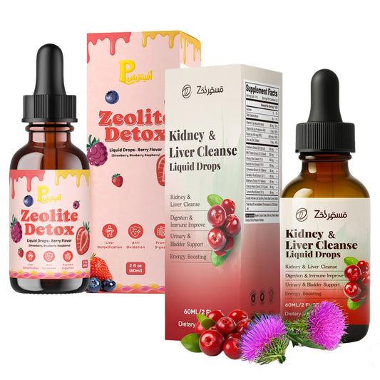 Zeolite Detox Drops for Kids & Kidney Cleanse Drops for Adults - Liquid Supplement Duo with Vitamins C B12 D3, Cranberry, Chanca Piedra, Milk Thistle & Herbal Blend - Mixed Berry & Cranberry Flavor, 6 - dailyvitalstore