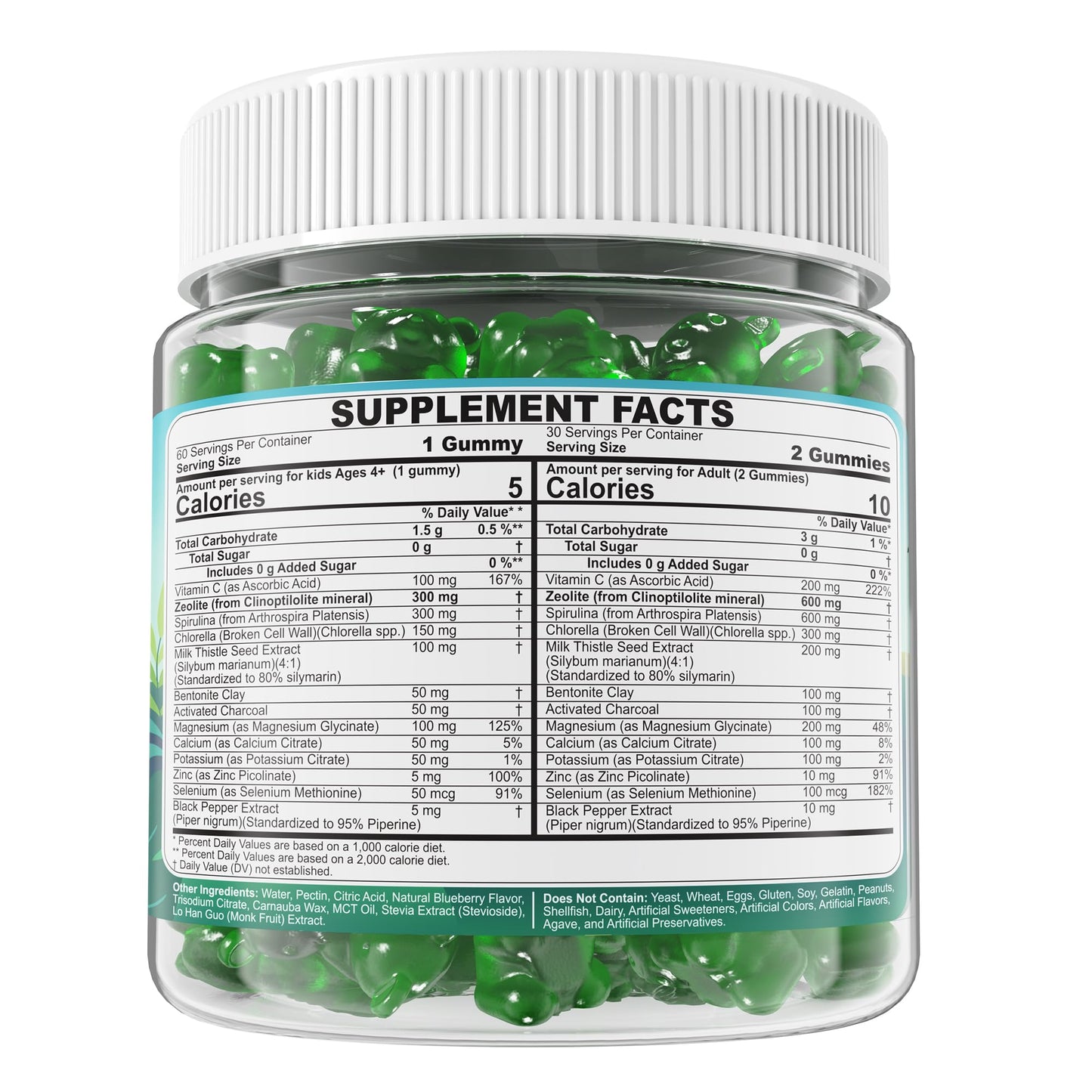 Zeolite Detox for kids & Adult-Sugar Free Zeolite Detox Gummies with Spirulina, Chlorella, Milk Thistle, Magnesium Glycinate, Calcium Citrate for Energy - dailyvitalstore