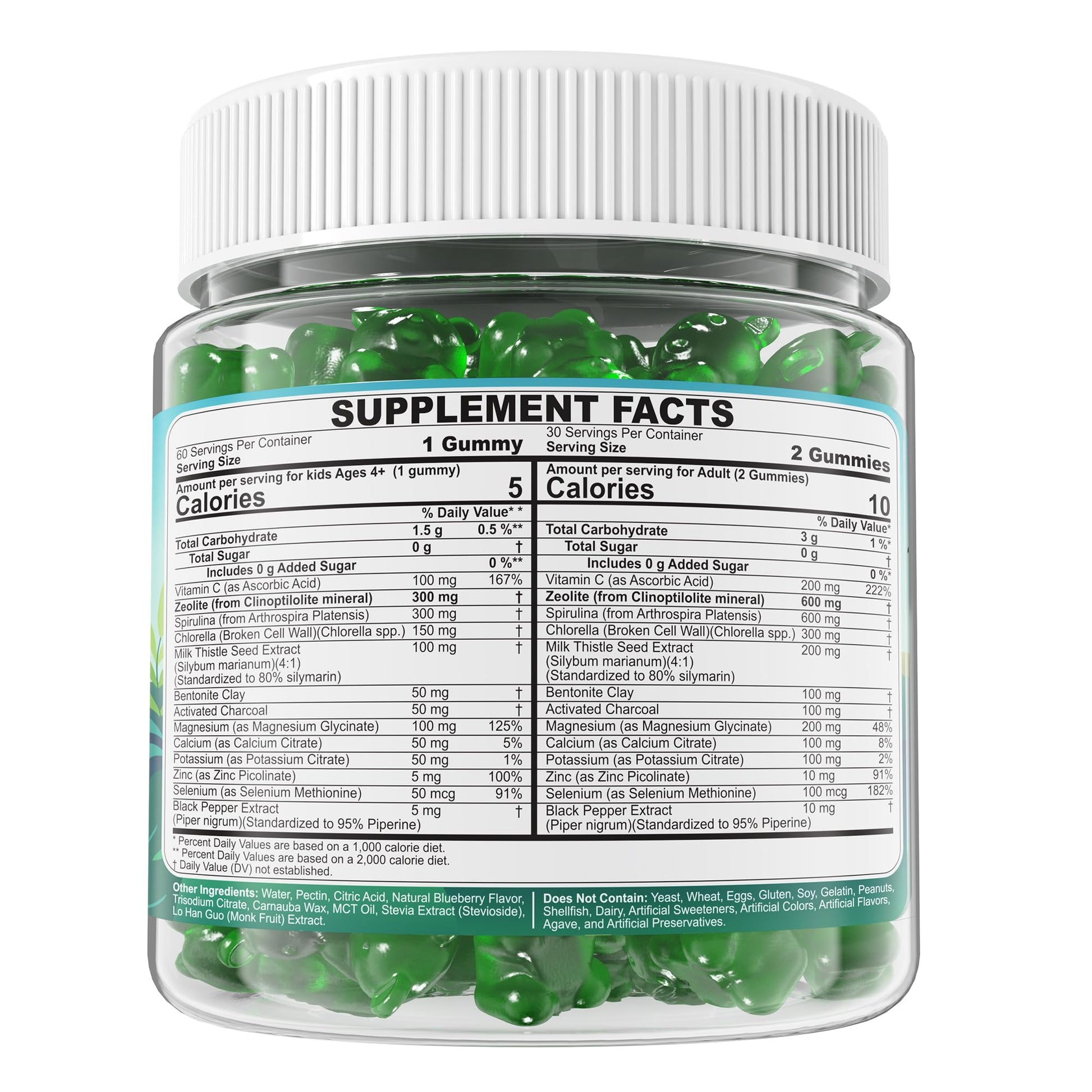 Zeolite Detox for kids & Adult-Sugar Free Zeolite Detox Gummies with Spirulina, Chlorella, Milk Thistle, Magnesium Glycinate, Calcium Citrate for Energy - dailyvitalstore