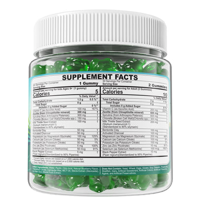 Zeolite Detox for kids & Adult-Sugar Free Zeolite Detox Gummies with Spirulina, Chlorella, Milk Thistle, Magnesium Glycinate, Calcium Citrate for Energy - dailyvitalstore