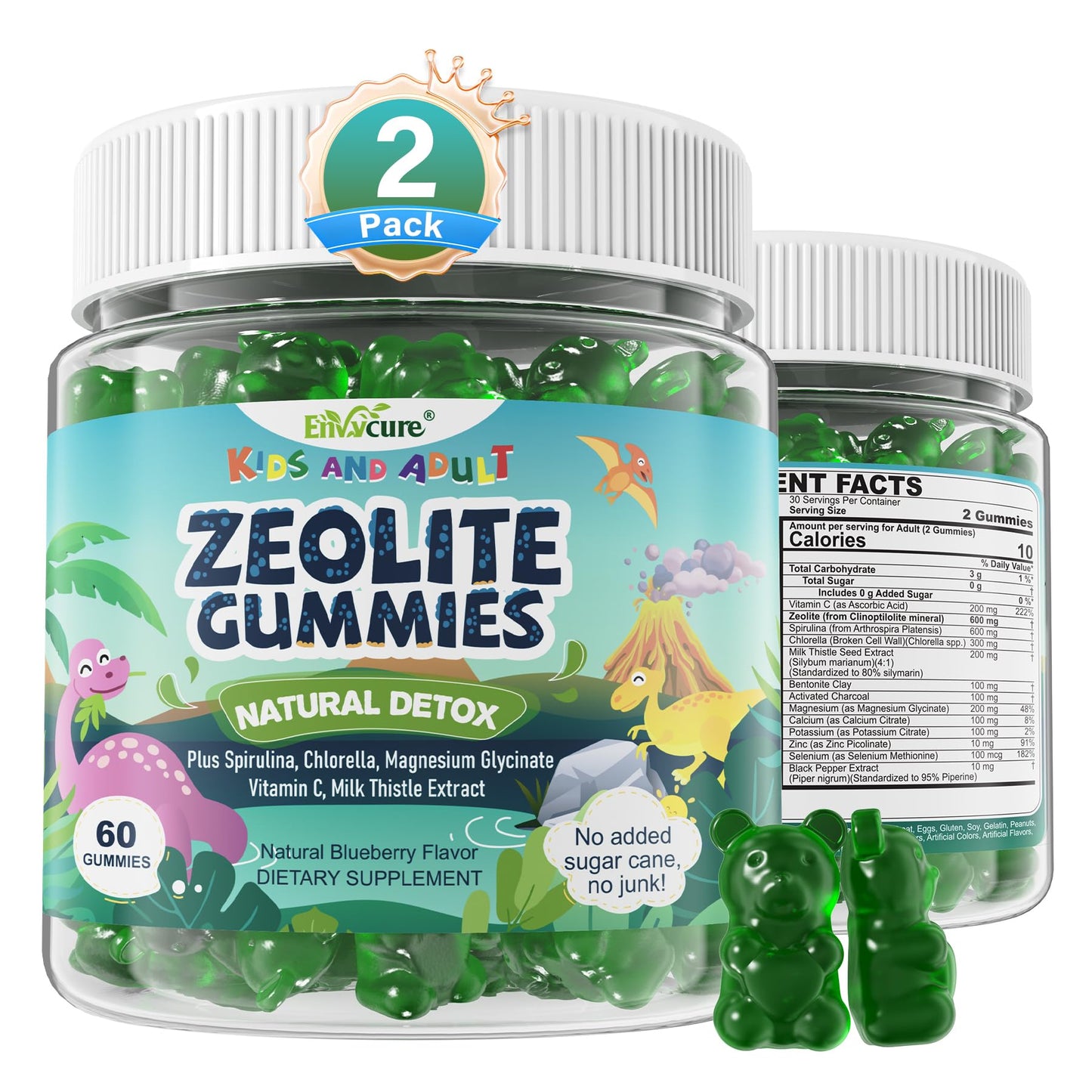 Zeolite Detox for kids & Adult-Sugar Free Zeolite Detox Gummies with Spirulina, Chlorella, Milk Thistle, Magnesium Glycinate, Calcium Citrate for Energy - dailyvitalstore