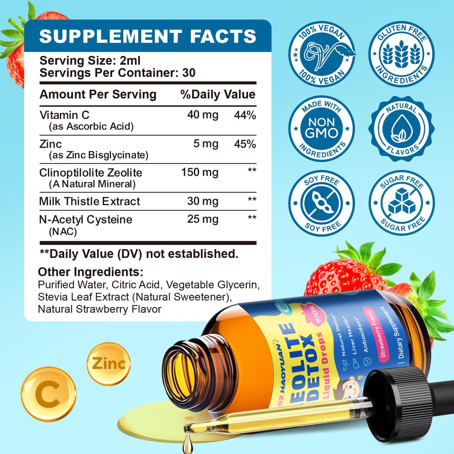 Zeolite Detox for Kids & Adults, Liquid Zeolite Detox Drops with Clinoptilolite, Vitamin C, Zinc, NAC & Milk Thistle – Supports Gentle Liver & Gut Cleansing - dailyvitalstore