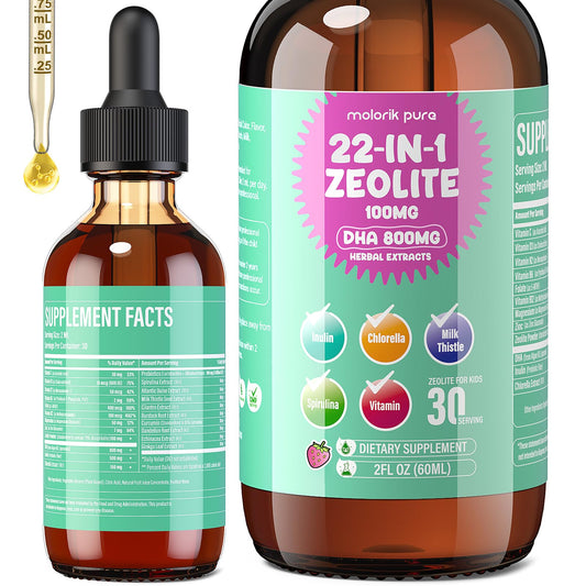Zeolite Detox for Kids and Adults, Herbal Detox with 800mg DHA, 500mg Inulin, Probiotics & Vitamin B12, D3, C, B6, Cilantro Extract Cleanse to Support Brain, - dailyvitalstore