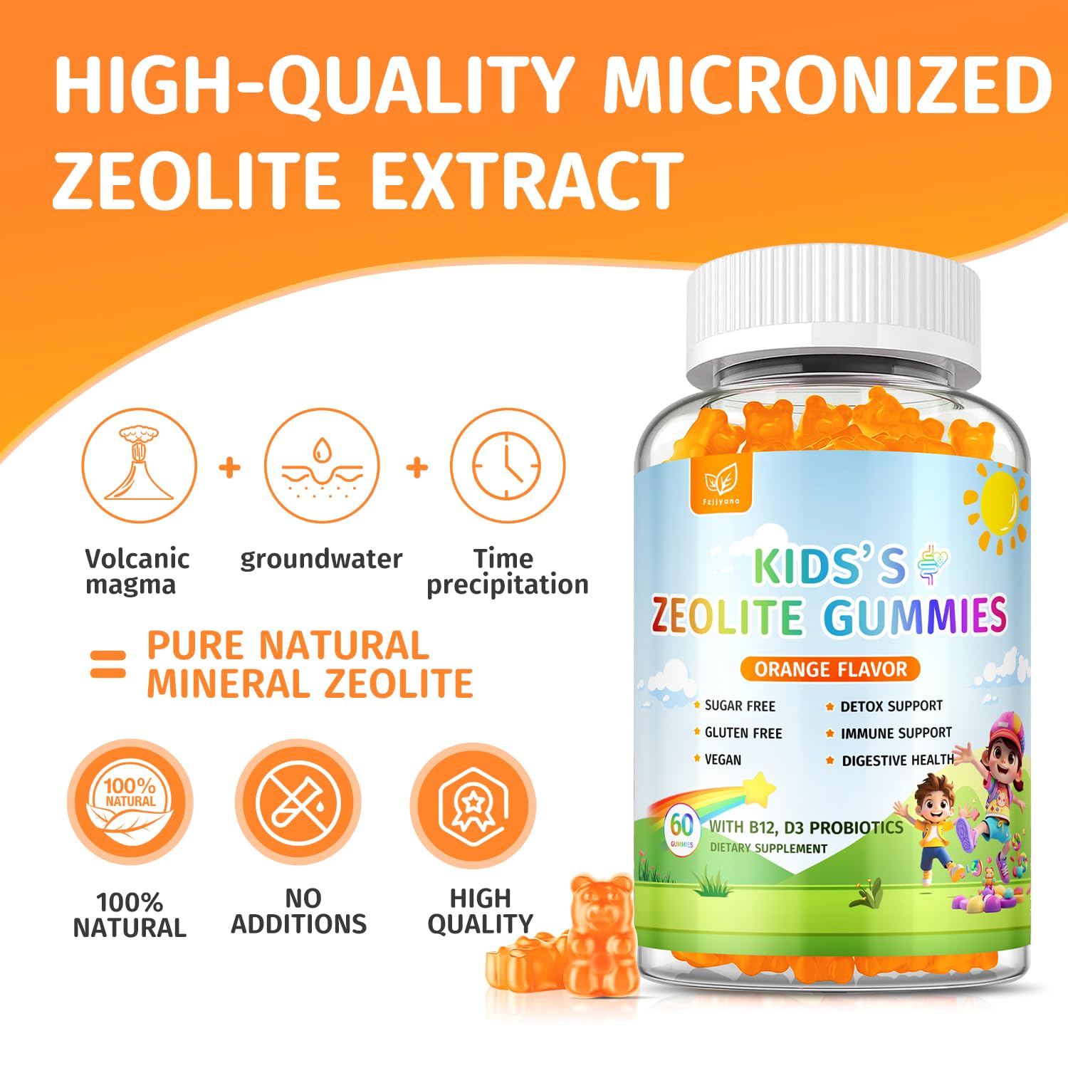 Zeolite Detox for Kids Gummies, Pure Natural Zeolite Clinoptilolite, Adults & Kids Heavy Metals, Focus, Gut & Immune Support - dailyvitalstore