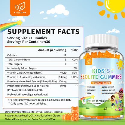 Zeolite Detox for Kids Gummies, Pure Natural Zeolite Clinoptilolite, Adults & Kids Heavy Metals, Focus, Gut & Immune Support - dailyvitalstore