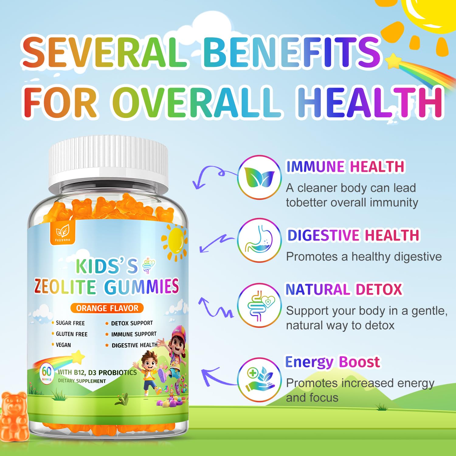 Zeolite Detox for Kids Gummies, Pure Natural Zeolite Clinoptilolite, Adults & Kids Heavy Metals, Focus, Gut & Immune Support - dailyvitalstore