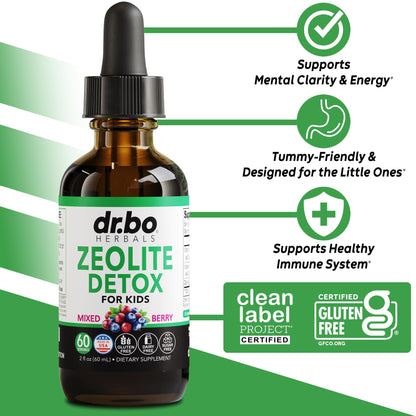 Zeolite Detox for Kids Liquid Drops - Advanced Clinoptilolite with Pure Vitamins B12 & D - Kids Gentle Body Daily Cleanse Focus & Speech Extra Clinoptilolite Zeolite - dailyvitalstore