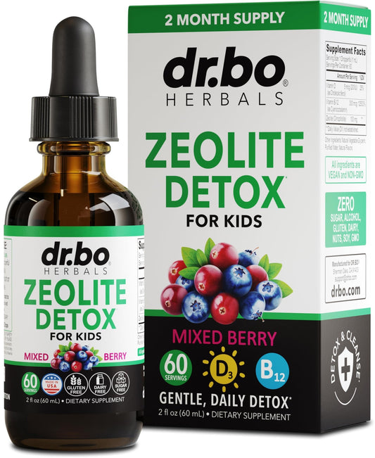 Zeolite Detox for Kids Liquid Drops - Advanced Clinoptilolite with Pure Vitamins B12 & D - Kids Gentle Body Daily Cleanse Focus & Speech Extra Clinoptilolite Zeolite - dailyvitalstore