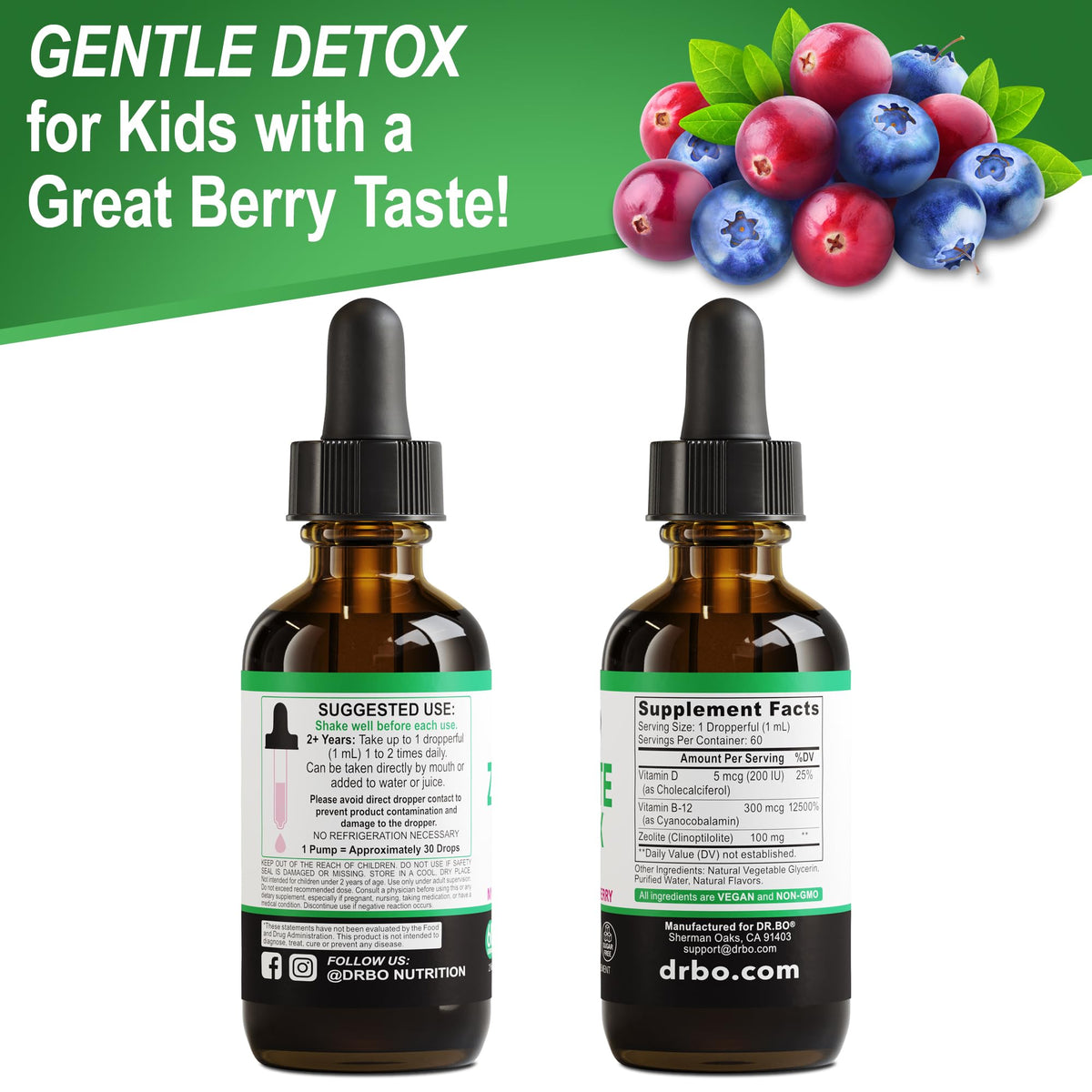 Zeolite Detox for Kids Liquid Drops - Advanced Clinoptilolite with Pure Vitamins B12 & D - Kids Gentle Body Daily Cleanse Focus & Speech Extra Clinoptilolite Zeolite - dailyvitalstore