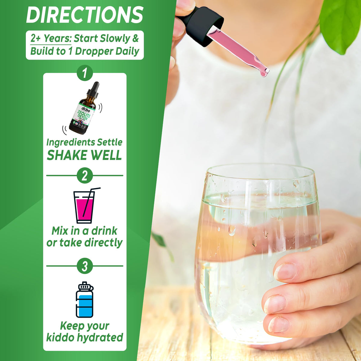 Zeolite Detox for Kids Liquid Drops - Advanced Clinoptilolite with Pure Vitamins B12 & D - Kids Gentle Body Daily Cleanse Focus & Speech Extra Clinoptilolite Zeolite - dailyvitalstore