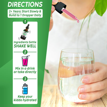 Zeolite Detox for Kids Liquid Drops - Advanced Clinoptilolite with Pure Vitamins B12 & D - Kids Gentle Body Daily Cleanse Focus & Speech Extra Clinoptilolite Zeolite - dailyvitalstore