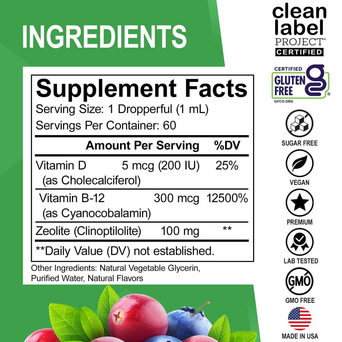 Zeolite Detox for Kids Liquid Drops - Advanced Clinoptilolite with Pure Vitamins B12 & D - Kids Gentle Body Daily Cleanse Focus & Speech Extra Clinoptilolite Zeolite - dailyvitalstore