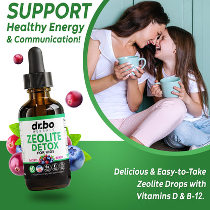 Zeolite Detox for Kids Liquid Drops - Advanced Clinoptilolite with Pure Vitamins B12 & D - Kids Gentle Body Daily Cleanse Focus & Speech Extra Clinoptilolite Zeolite - dailyvitalstore