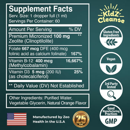 Zeolite Detox for Kids with Folinic Acid + Methyl B12 + D3 | Methylation + Heavy Metal Detox Support Supplement | Promotes Behavioral, Focus - dailyvitalstore
