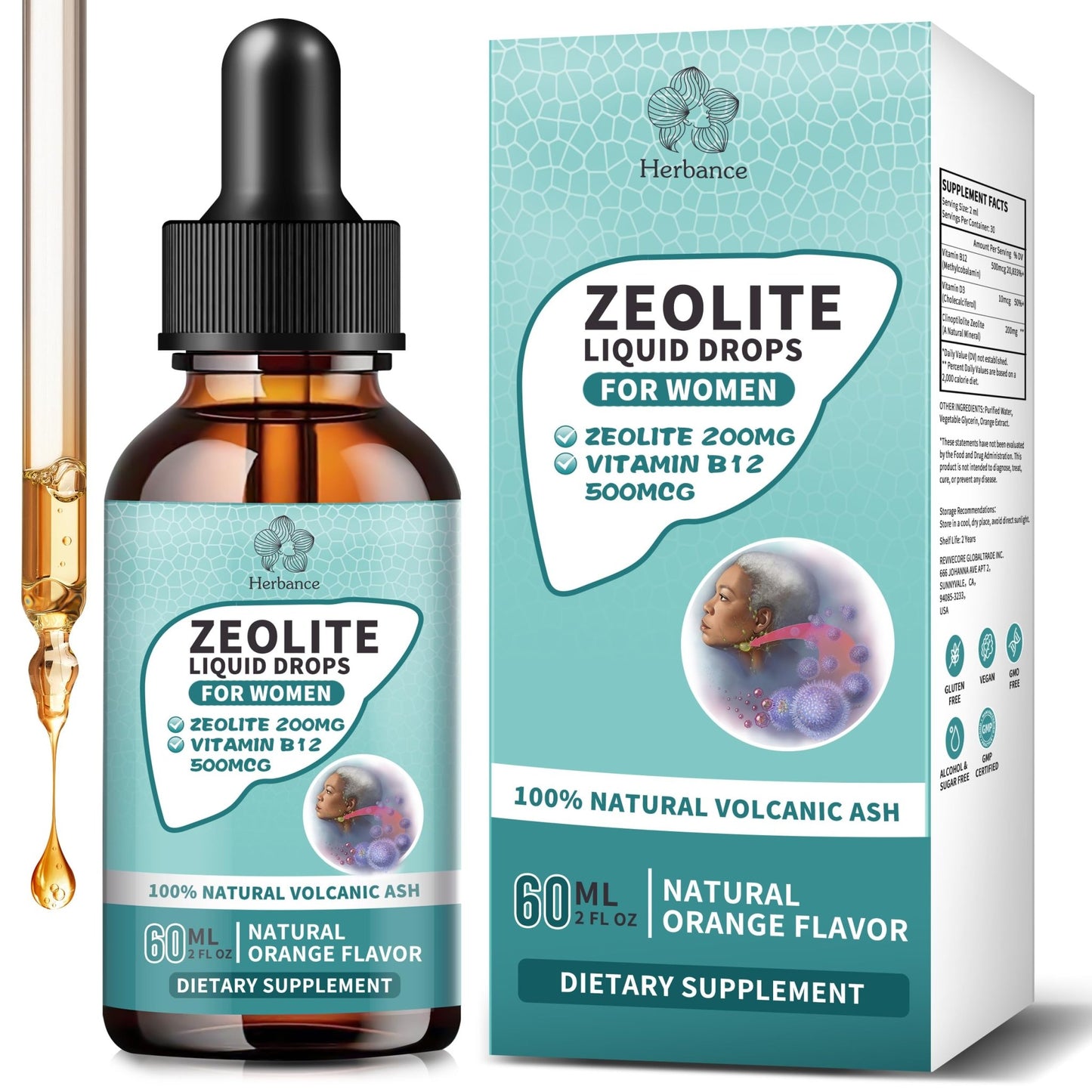 Zeolite Drops for Women,Adults and Kids- Clinoptilolite Zeolite Liquid Drops with Vitamin B12 & D3 - Heavy Metal Support, Immune Health, Natural Metabolism, Energy & Clear Skin - 30 Day Vegan Supply - dailyvitalstore