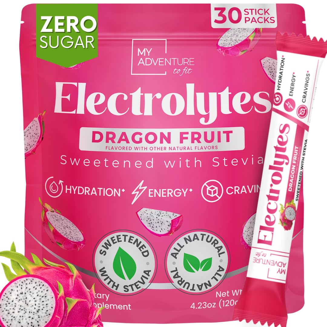 Zero Sugar Dragon Fruit Electrolytes Sticks - Refreshing Hydration - Caffeine Free Energy with Natural Ingredients - Vegan, Keto & Paleo - dailyvitalstore