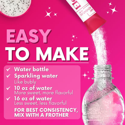 Zero Sugar Dragon Fruit Electrolytes Sticks - Refreshing Hydration - Caffeine Free Energy with Natural Ingredients - Vegan, Keto & Paleo - dailyvitalstore