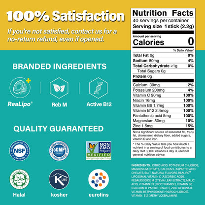 ZestLytes 40 Sticks Low Sodium Sugar Free & 0 Calorie Electrolyte Hydration Packets, Lightly Sweet Electrolyte Powder Drink Mix, Liquid Daily IV Flavors | Lemon Orange Peach Grapefruit - dailyvitalstore