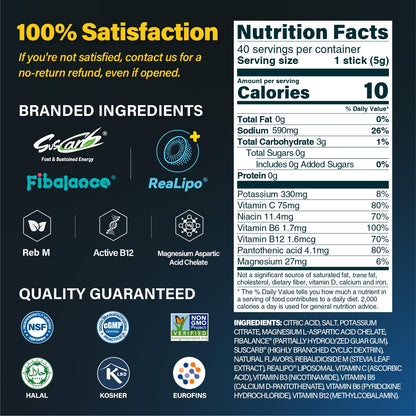 ZestLytes 40 Sticks Sport Hydration Sugar Free Electrolyte Packets, High Sodium Low Calorie Electrolyte Powder Drink Mix, Liquid Daily IV Flavors - dailyvitalstore