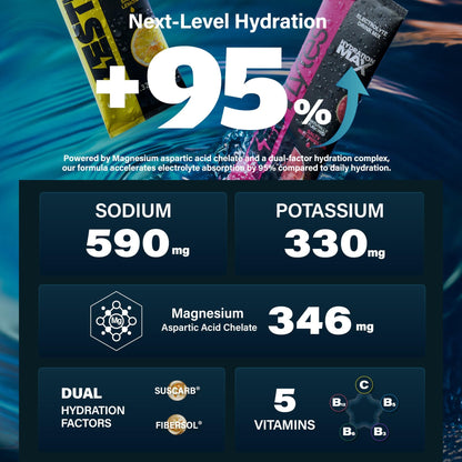 ZestLytes 40 Sticks Sport Hydration Sugar Free Electrolyte Packets, High Sodium Low Calorie Electrolyte Powder Drink Mix, Liquid Daily IV Flavors - dailyvitalstore