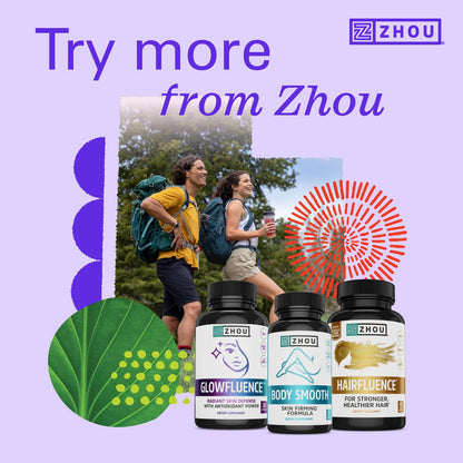 Zhou Body Smooth - Cellulite Pills for Women, Dimpless Anti Cellulite Supplement for Firm Smooth Skin with Hyaluronic Acid & Vitamin C, Skincare for Thigh, Legs, Butt, Supports Hydration - 30 Capsules - dailyvitalstore