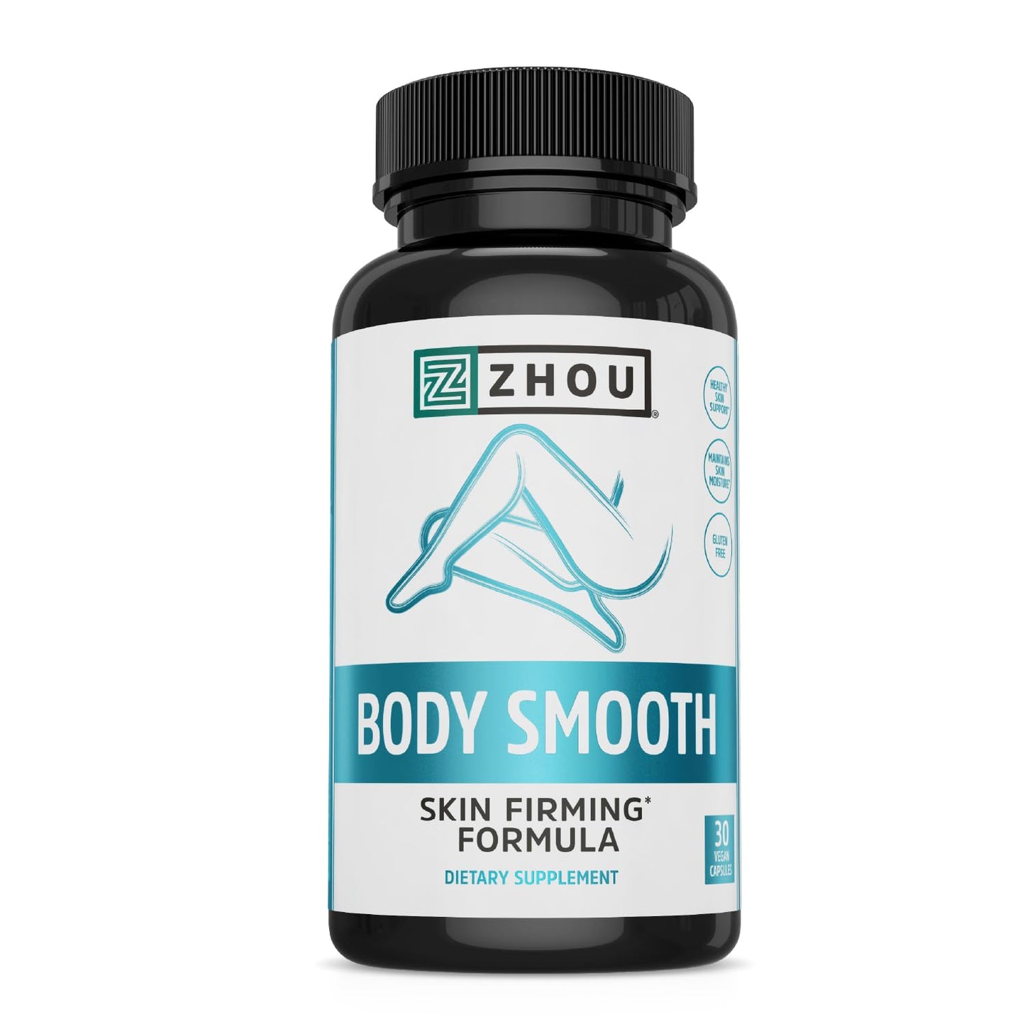 Zhou Body Smooth - Cellulite Pills for Women, Dimpless Anti Cellulite Supplement for Firm Smooth Skin with Hyaluronic Acid & Vitamin C, Skincare for Thigh, Legs, Butt, Supports Hydration - 30 Capsules - dailyvitalstore