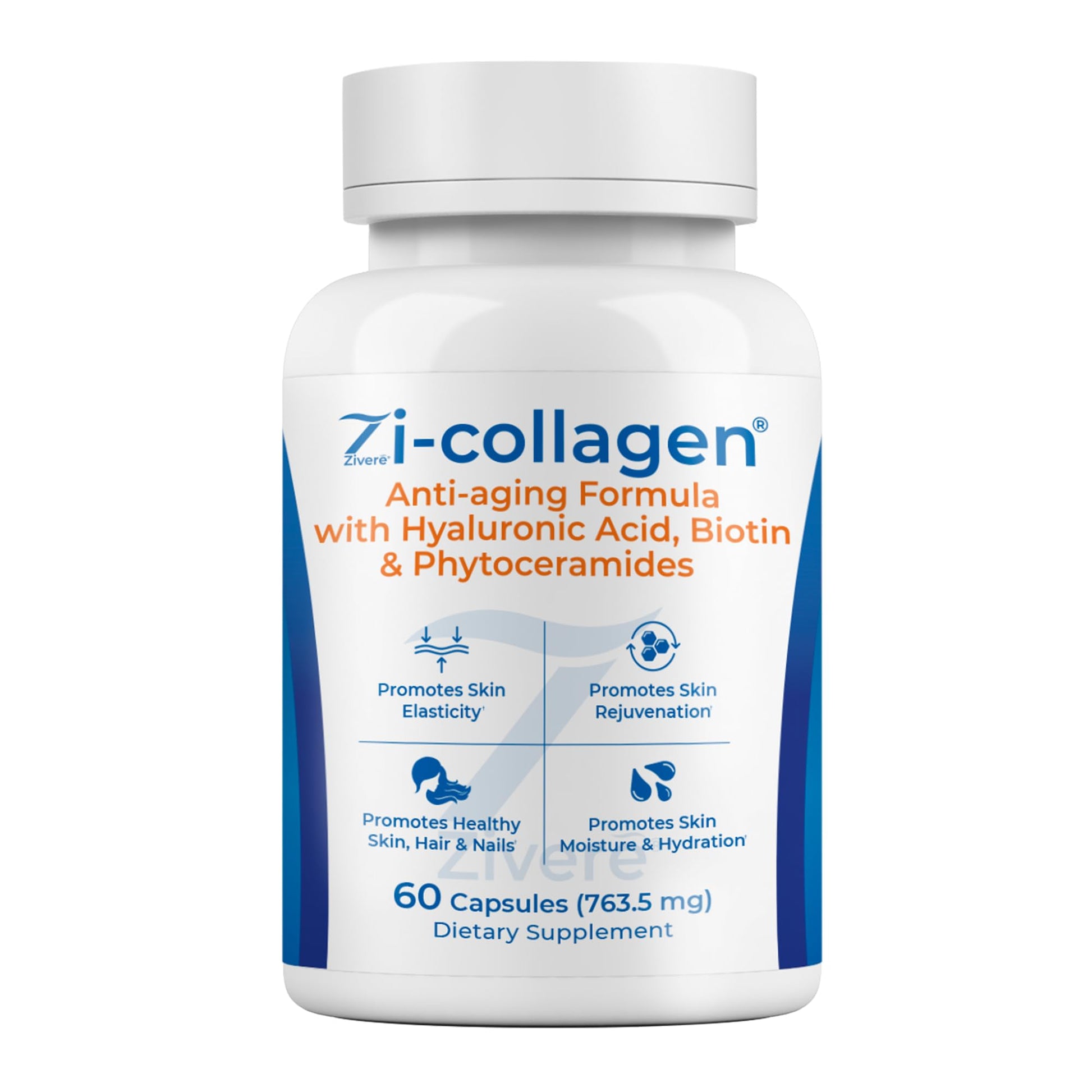 Zi-Collagen Marine Collagen Capsules for Skin, Hair & Nails Support – with Phytoceramides, Hyaluronic Acid, Biotin & Vitamins A C D3 E – 60 Capsules - dailyvitalstore