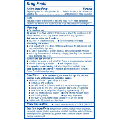 Zicam Cold Remedy No-Drip Nasal Spray with Cooling Menthol & Eucalyptus, Homeopathic, Zinc-Free, Pre-Cold Medicine, Shortens Cold Duration, 0.5 Ounce - dailyvitalstore