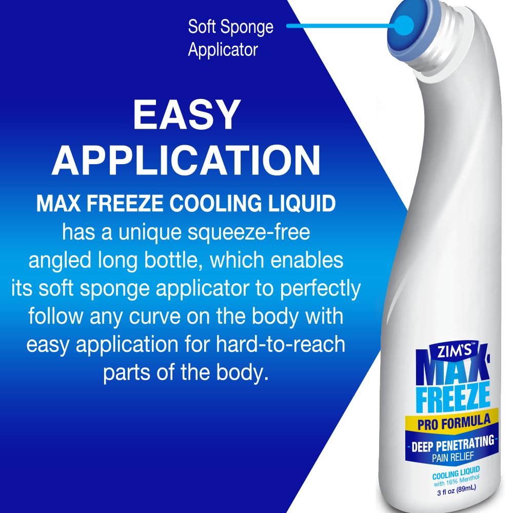 Zim's Max Freeze Liquid | 3 Pack - Pain Relief Topical Analgesic Cooling Liquid for Muscles and Joints Associated with Backaches, Arthritis, Strains, Bruises & Sprains, (P251080-1) 3 Ounce - dailyvitalstore