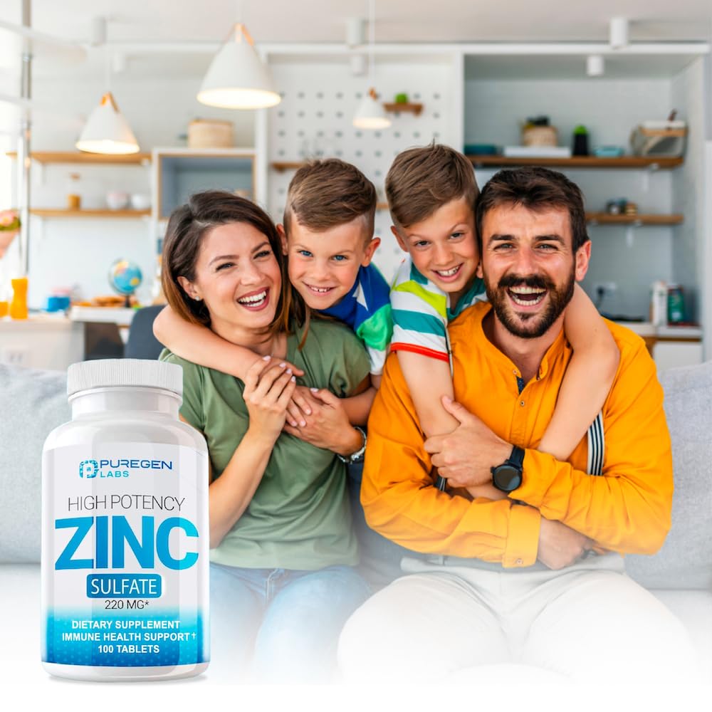Zinc 220mg [High Potency] Supplement – Zinc Sulfate for Immune Support System 100 Tablets - dailyvitalstore