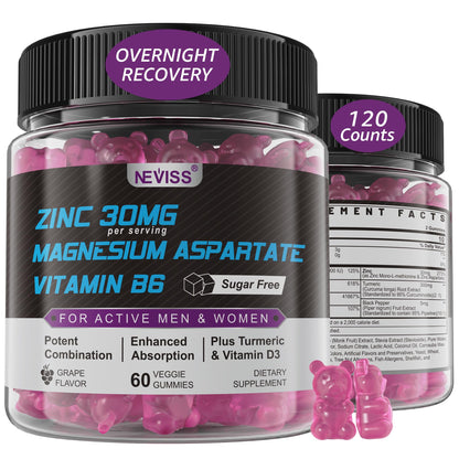 Zinc and Magnesium Supplement, Zinc Magnesium Aspartate Post Workout Gummies for Men Women, with Vitamin B6, B12, D3, Turmeric for Nighttime Recovery, Reduce Fatigue - dailyvitalstore