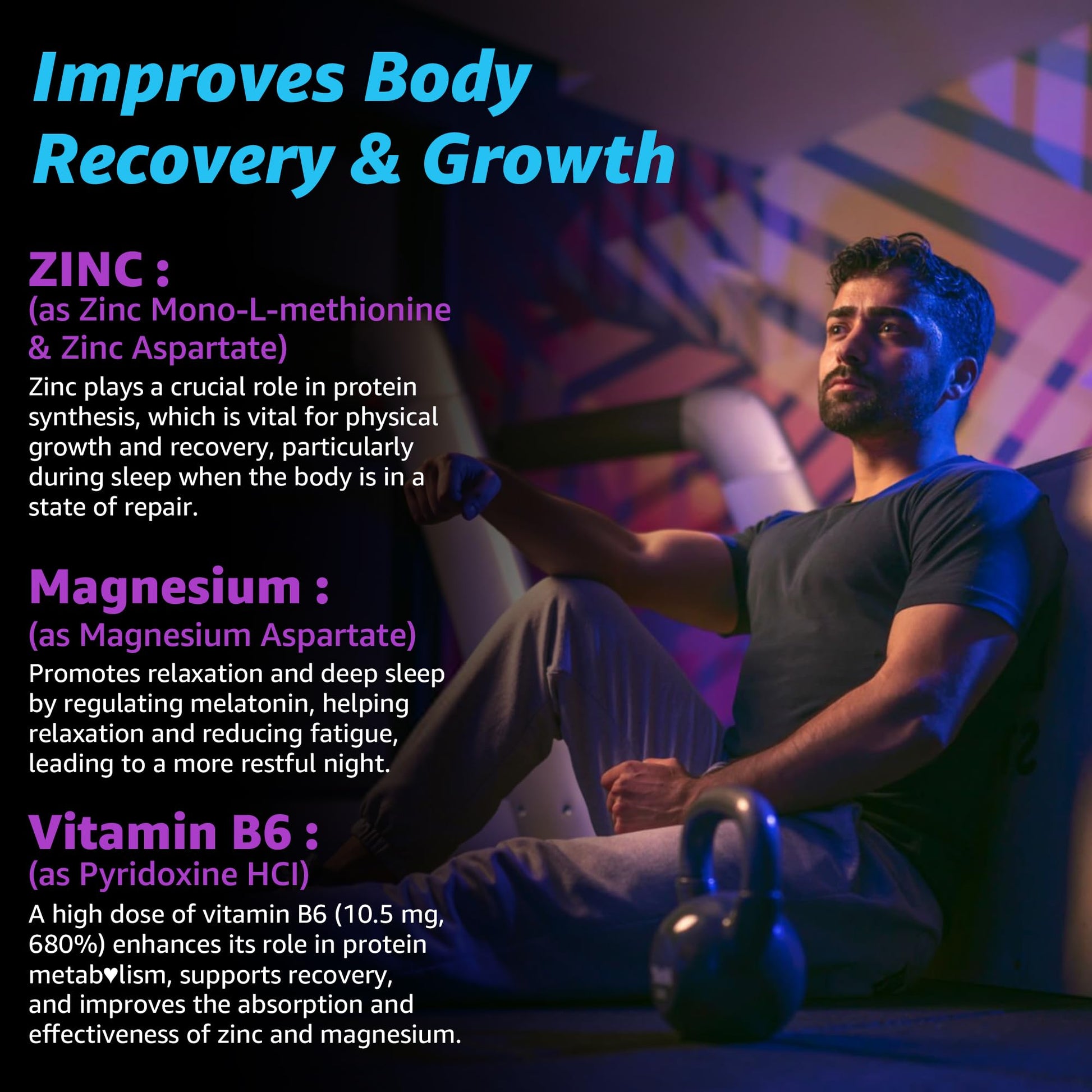 Zinc and Magnesium Supplement, Zinc Magnesium Aspartate Post Workout Gummies for Men Women, with Vitamin B6, B12, D3, Turmeric for Nighttime Recovery, Reduce Fatigue - dailyvitalstore