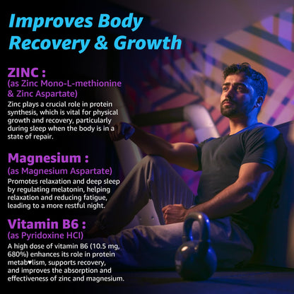 Zinc and Magnesium Supplement, Zinc Magnesium Aspartate Post Workout Gummies for Men Women, with Vitamin B6, B12, D3, Turmeric for Nighttime Recovery, Reduce Fatigue - dailyvitalstore