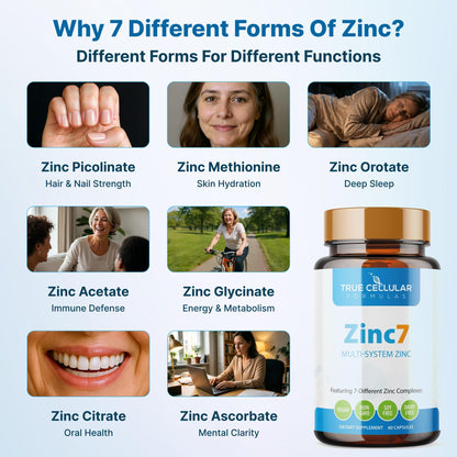 Zinc7: 7-in-1 Zinc Complex 50mg - Maximum Absorption for Immune Defense, Deep Sleep & All-Day Energy | Hormone Balance, Mental Focus - dailyvitalstore