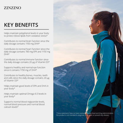 Zinzino - BalanceOil+ Vegan Lemon, Synergistic Blend with Marine Micro-Algae, Olive Oil, Ahiflower Seed Oil, Vegan Vitamin D3-300 ml - dailyvitalstore