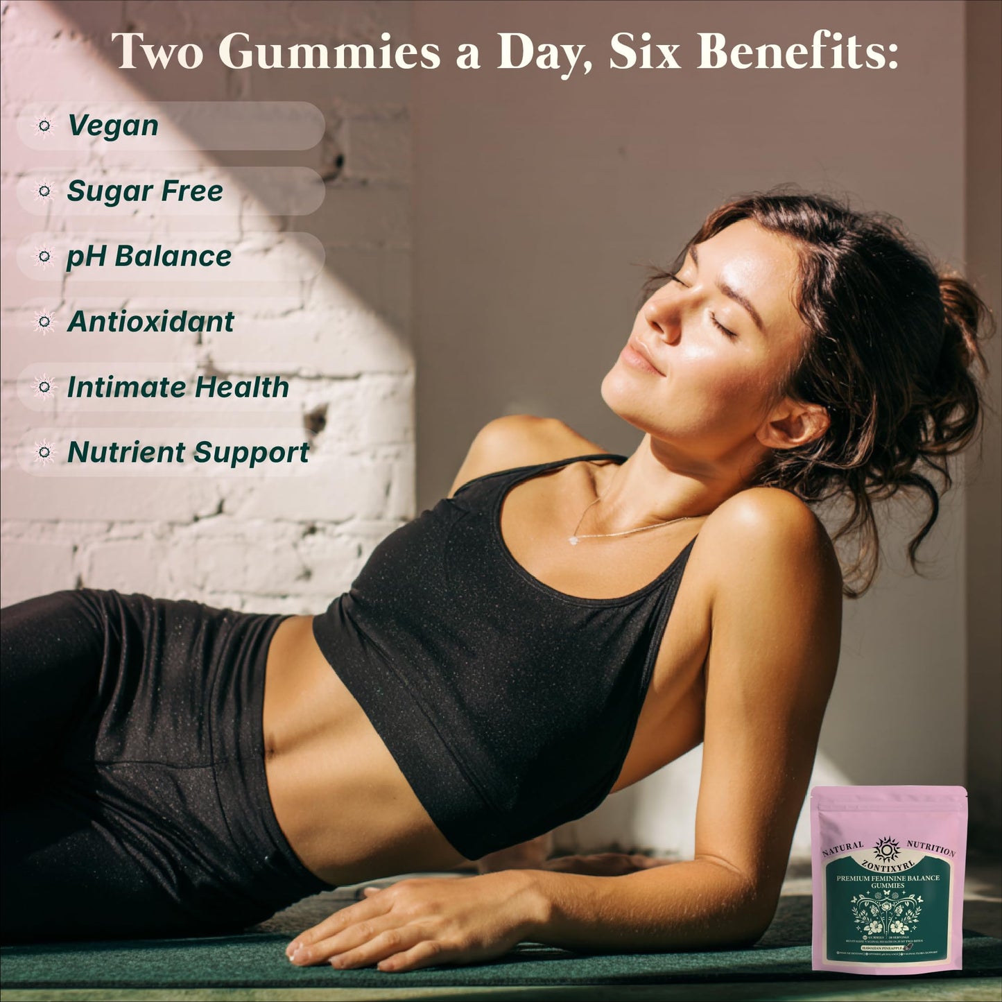 Zontixyrl Premium Feminine Balance Gummies Women - Pineapple Gummies for Women pH Probiotic and Immune Support Vegan Gluten Free 60 Gummies 30 Servings - dailyvitalstore