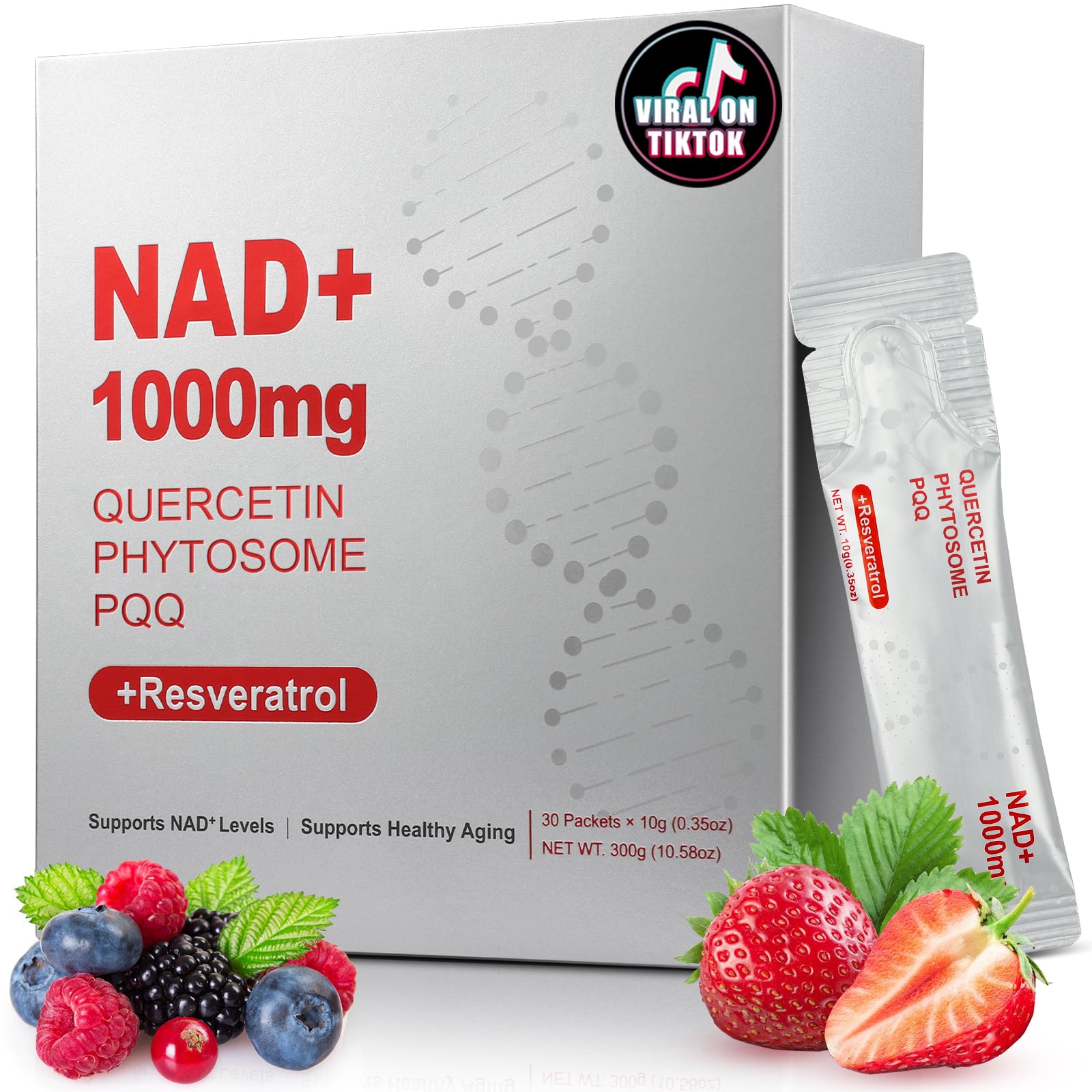 ZOROAHER 1000mg High-Potency NAD+ Liquid Supplement, Quercetin Phytosome & Resveratrol with PQQ, Boosts Cellular Energy - dailyvitalstore
