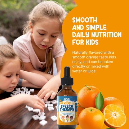 Zoyki Speech Therapy Drops for Kids - Speech Support Supplement for Communication Delay Cognitive Function Language & Brain Development with Zeolite Vitamins B12 D3 C - Sugar Free Gluten-Free Vegan - dailyvitalstore